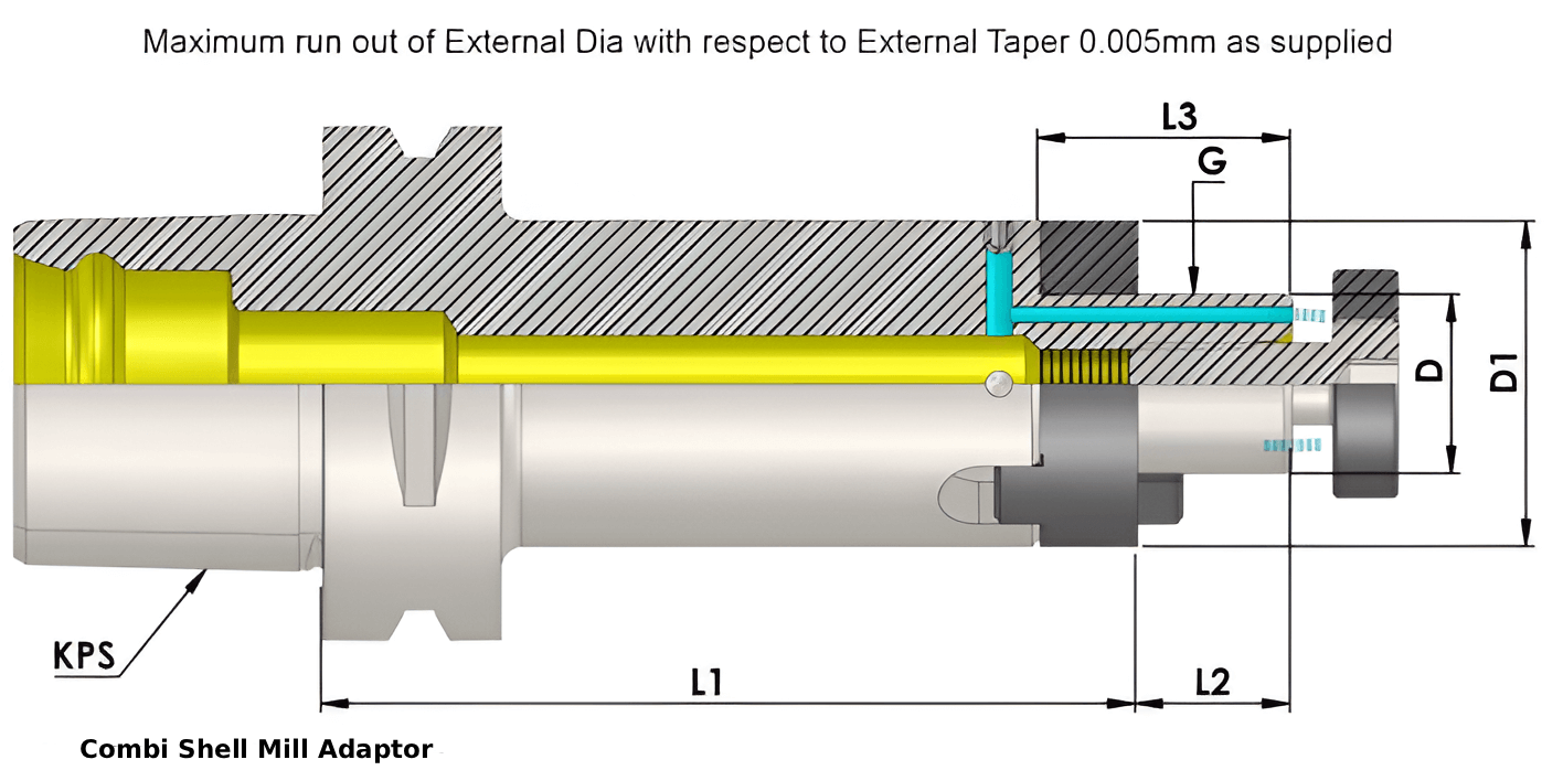 Polygonal Shank T4 CSMA-K16 045 Combi Shell Mill Adaptor (Balanced to G2.5 25000 RPM) (ISO 26623-1) (Compatible with Capto® Style C4)